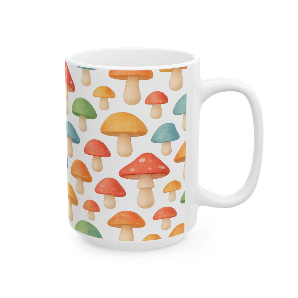 Watercolor Colorful Mushrooms Pattern Coffee Mug | Mushrooms Lover Gift | Ceramic Mug