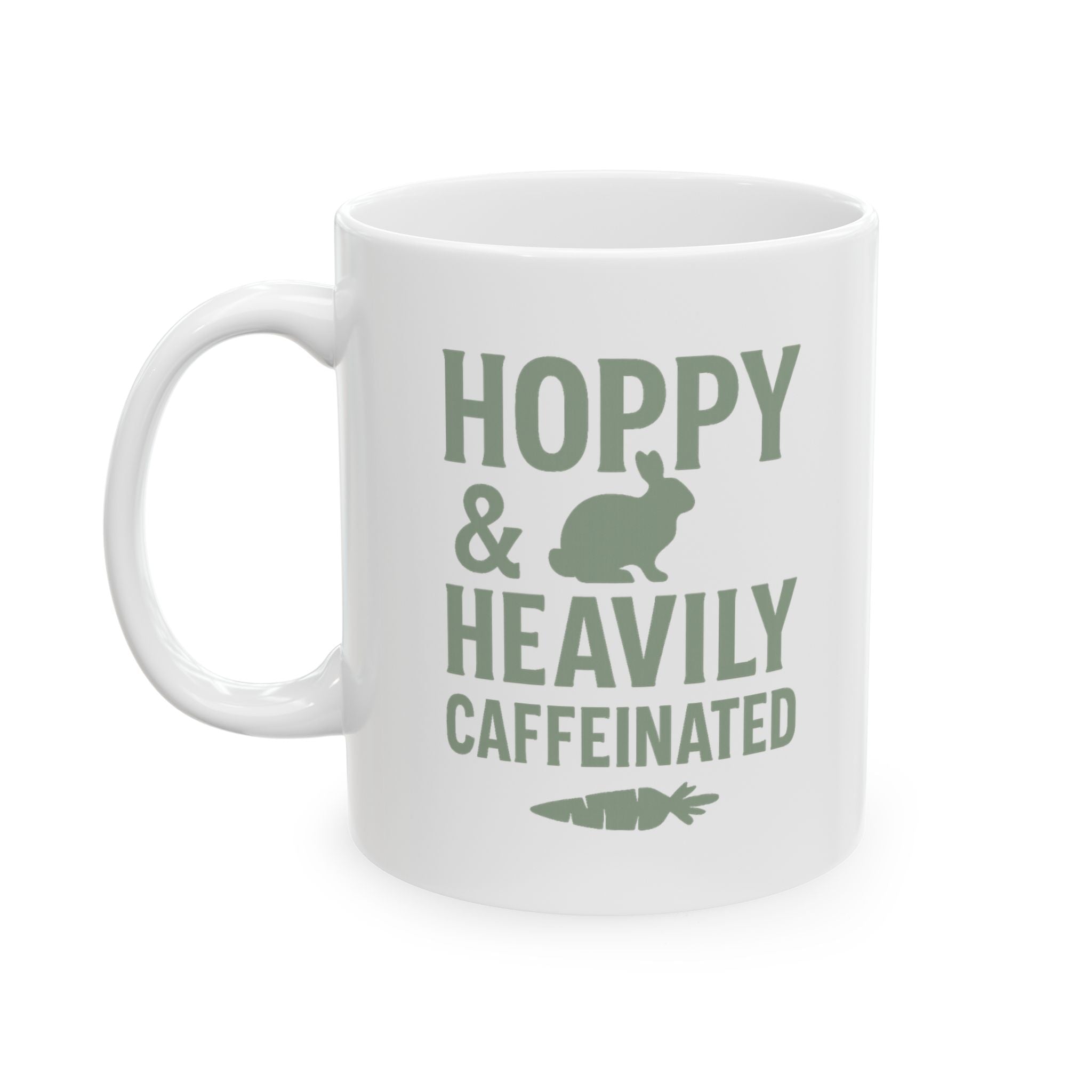 Bunny Parent Hoppy And Heavily Caffeinated Coffee Mug | Unique Gift | Ceramic Mug