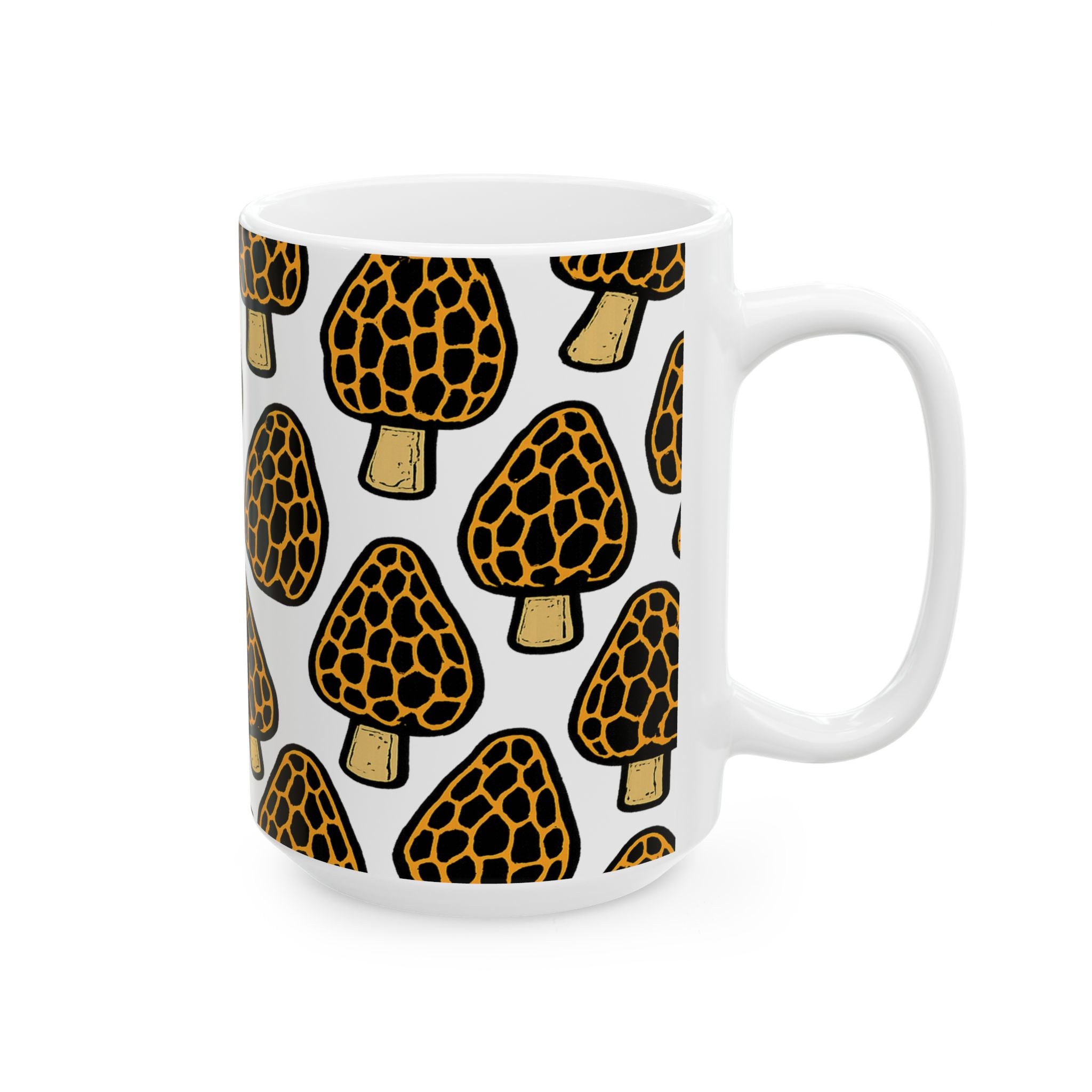 Bold Morel Mushrooms Full Wrap Coffee Mug | Mushrooms Gift | Ceramic Mug