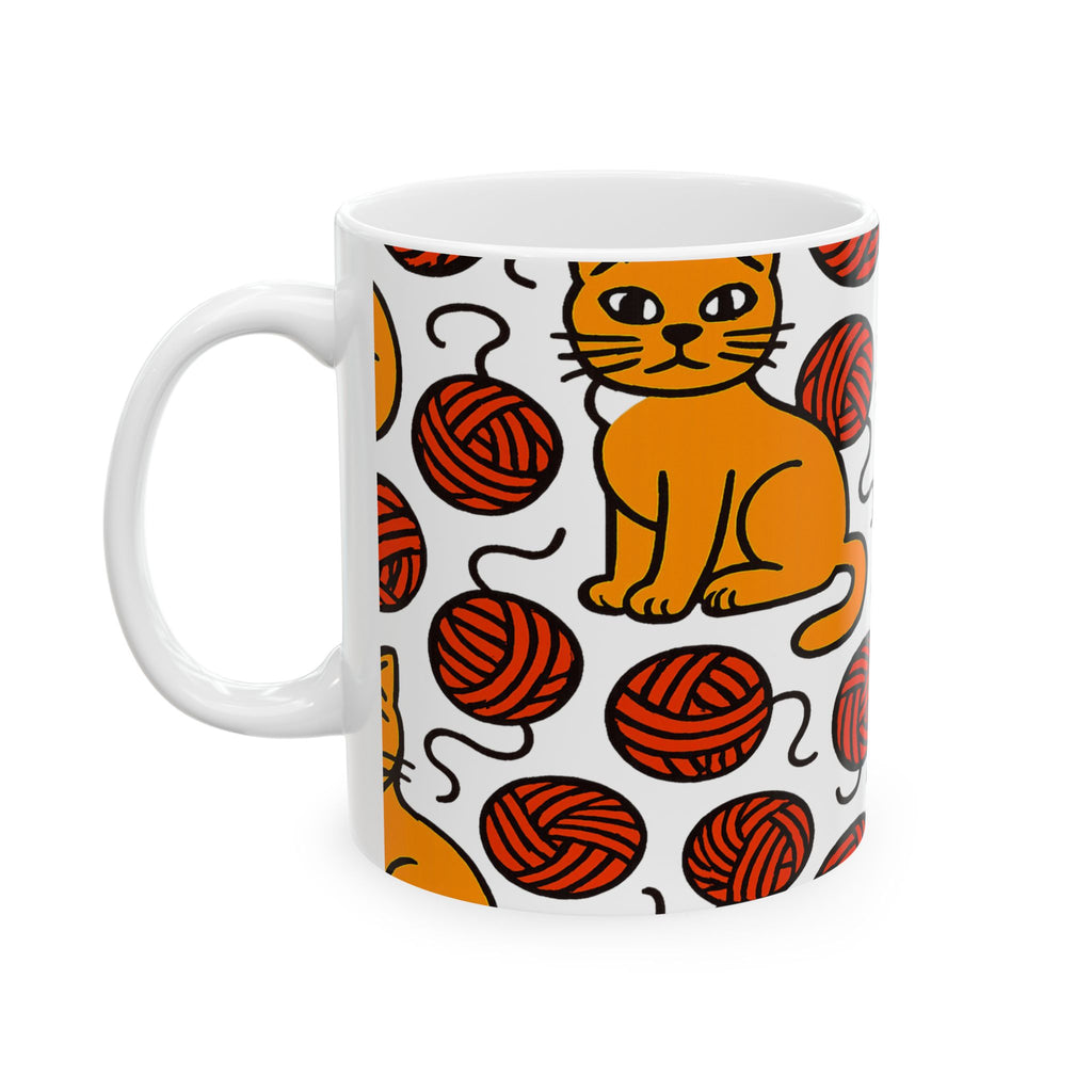 Bold Cats With Yarn Full Wrap Coffee Mug | Cats Gift | Ceramic Mug