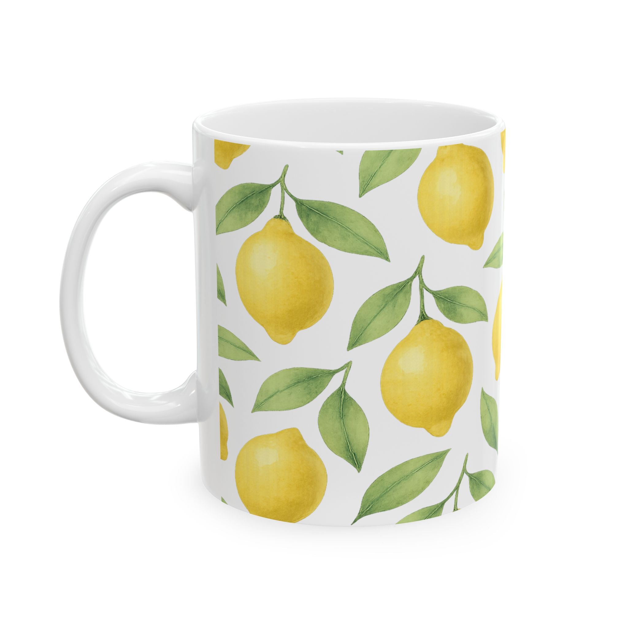 Watercolor Lemons Full Wrap Coffee Mug | Fruit Gift | Ceramic Mug
