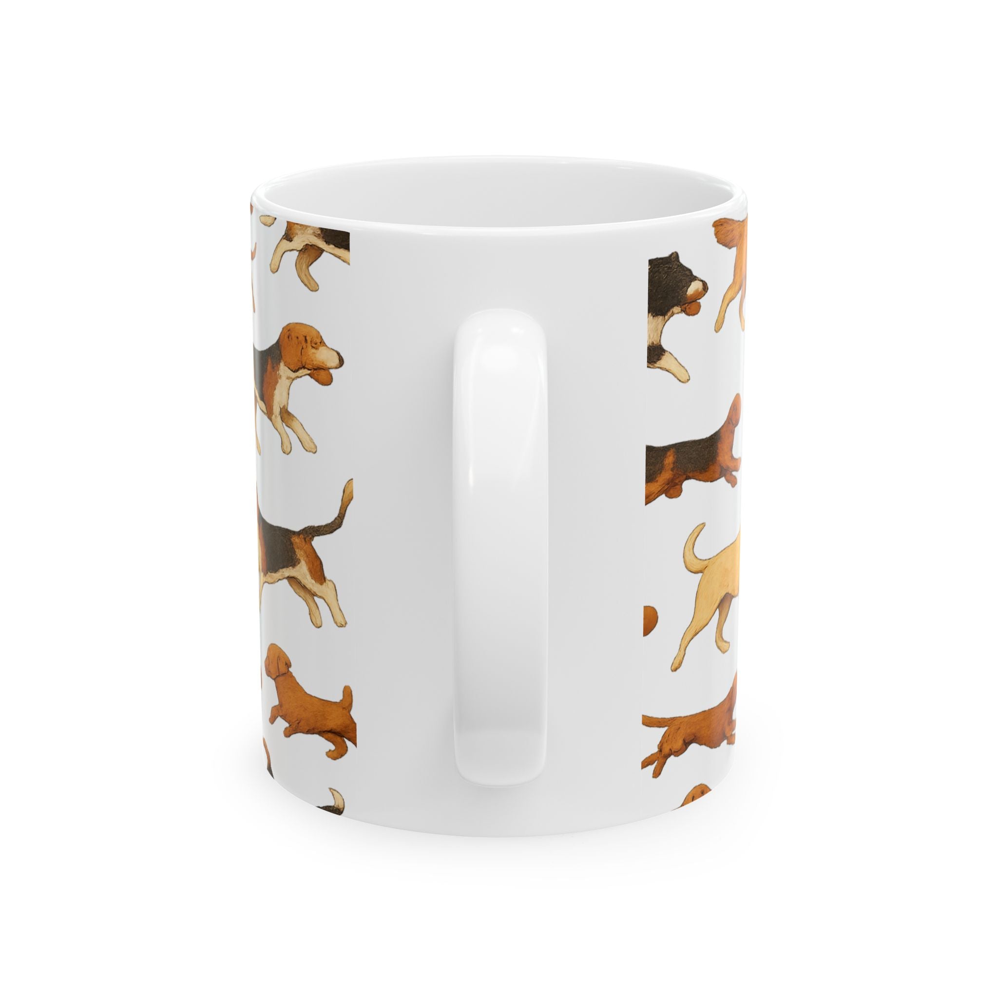 Botanical Dogs Playing Fetch Full Wrap Coffee Mug | Dogs Gift | Ceramic Mug