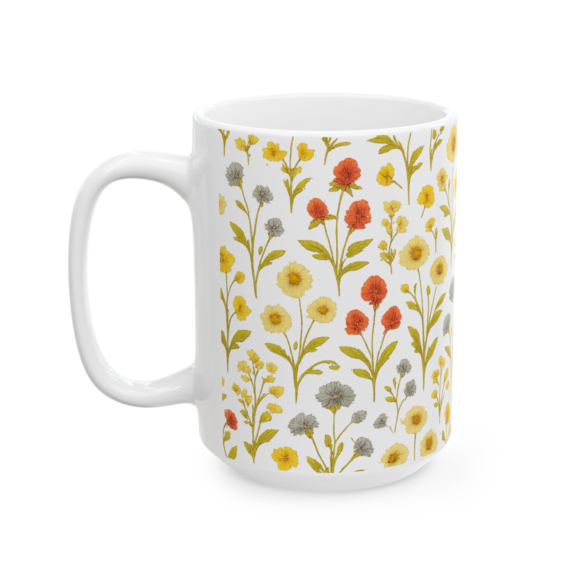 Vintage Wildflower Meadow Full Wrap Coffee Mug | Flowers Gift | Ceramic Mug