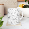 Delicate Dog Faces Full Wrap Coffee Mug | Dogs Gift | Ceramic Mug