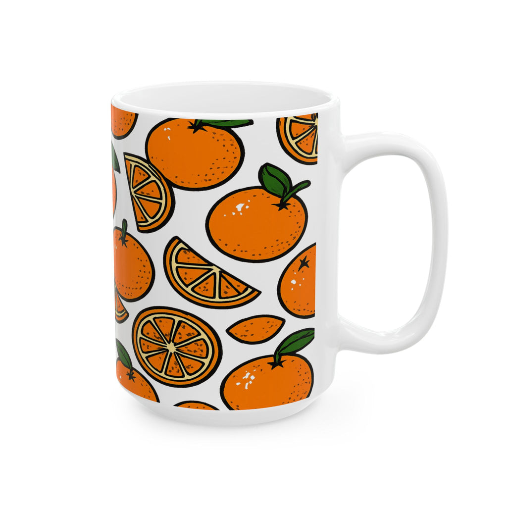Bold Oranges Full Wrap Coffee Mug | Fruit Gift | Ceramic Mug