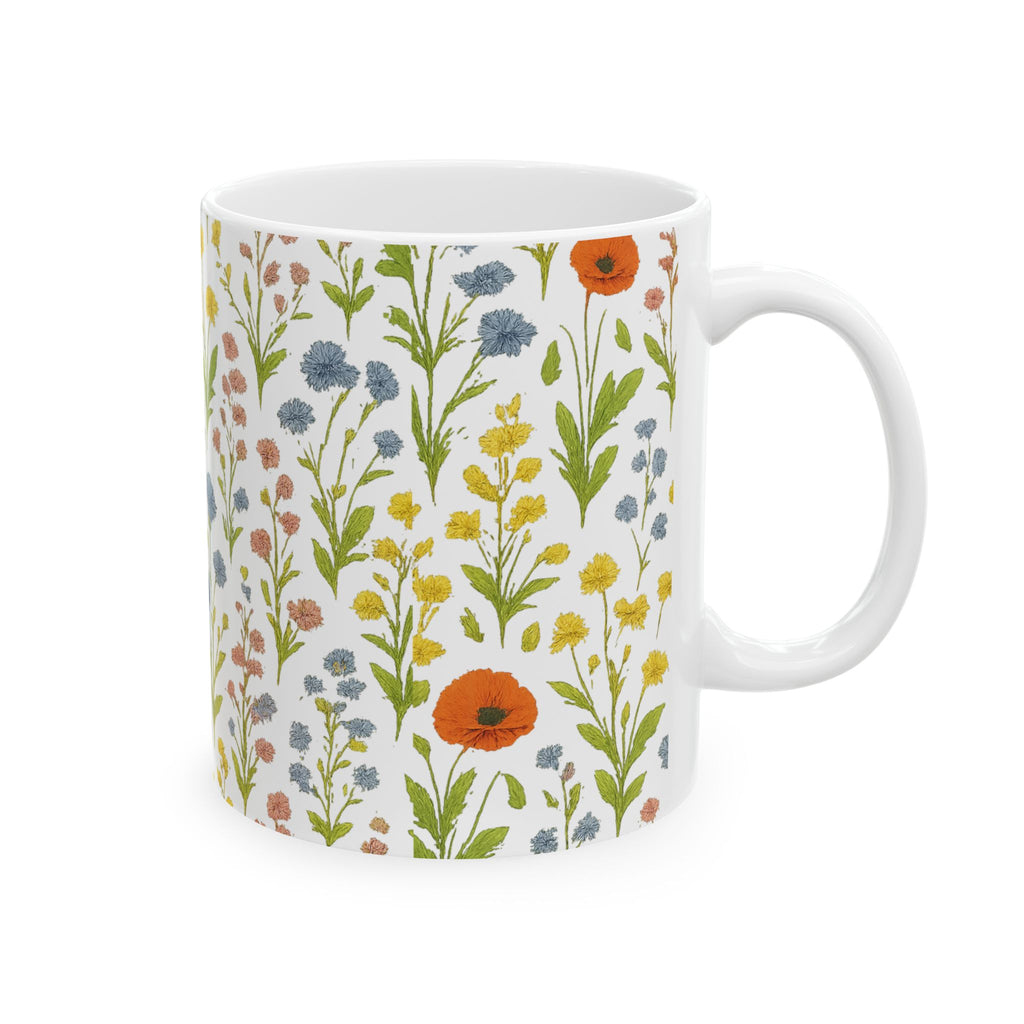 Botanical Wildflower Meadow Full Wrap Coffee Mug | Flowers Gift | Ceramic Mug