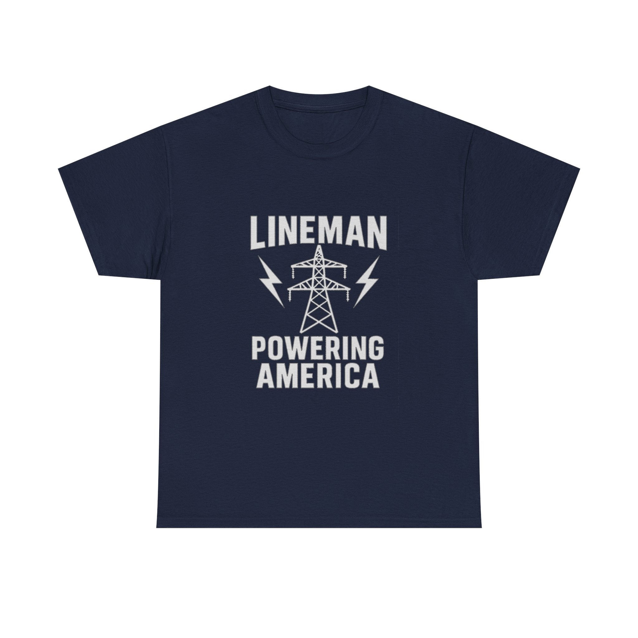Lineman Powering America Electrician T-Shirt | Unique Gift | Graphic Tee
