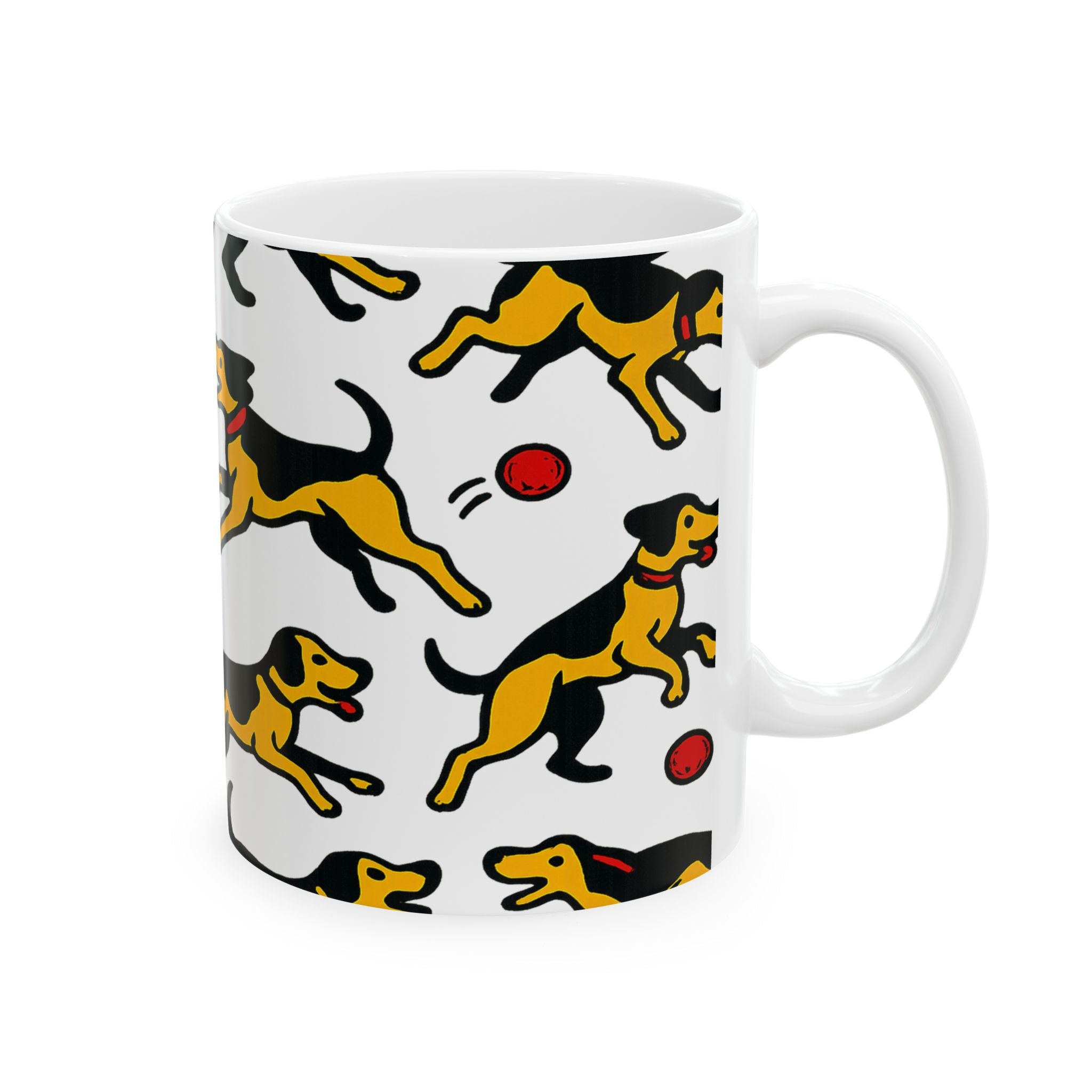 Bold Dogs Playing Fetch Full Wrap Coffee Mug | Dogs Gift | Ceramic Mug