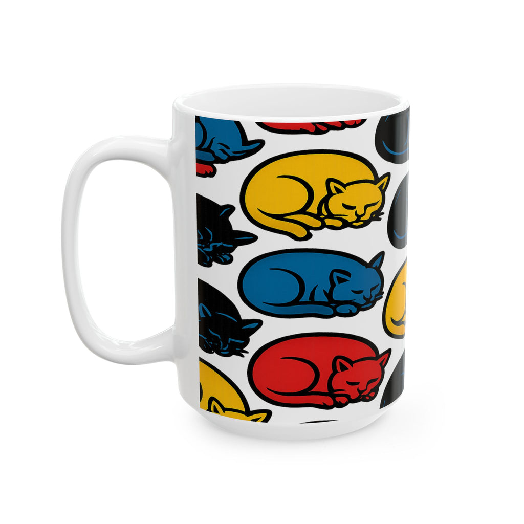 Bold Sleeping Cats Full Wrap Coffee Mug | Cats Gift | Ceramic Mug