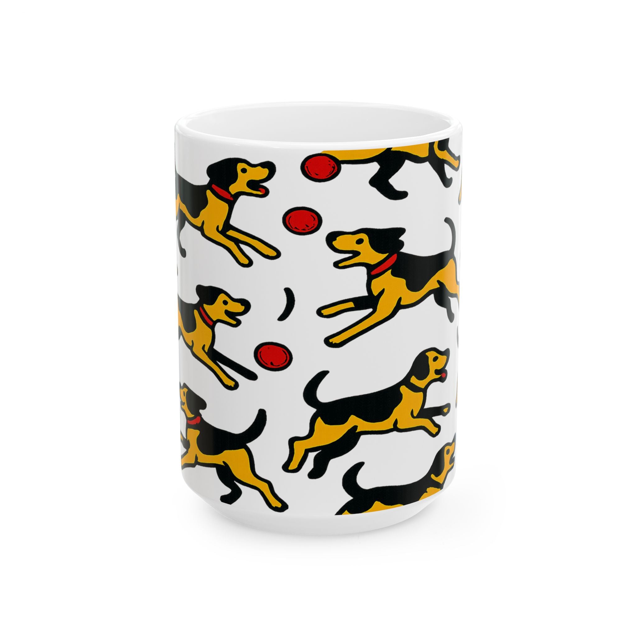 Bold Dogs Playing Fetch Full Wrap Coffee Mug | Dogs Gift | Ceramic Mug