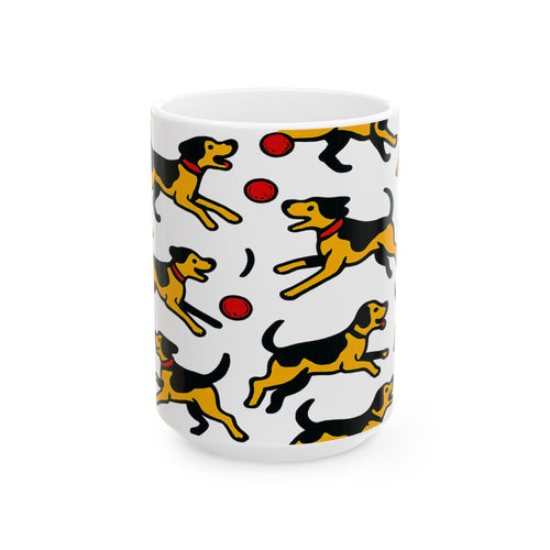 Bold Dogs Playing Fetch Full Wrap Coffee Mug | Dogs Gift | Ceramic Mug