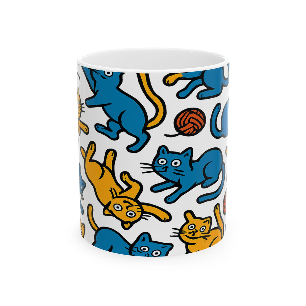 Bold Playful Cats Full Wrap Coffee Mug | Cats Gift | Ceramic Mug