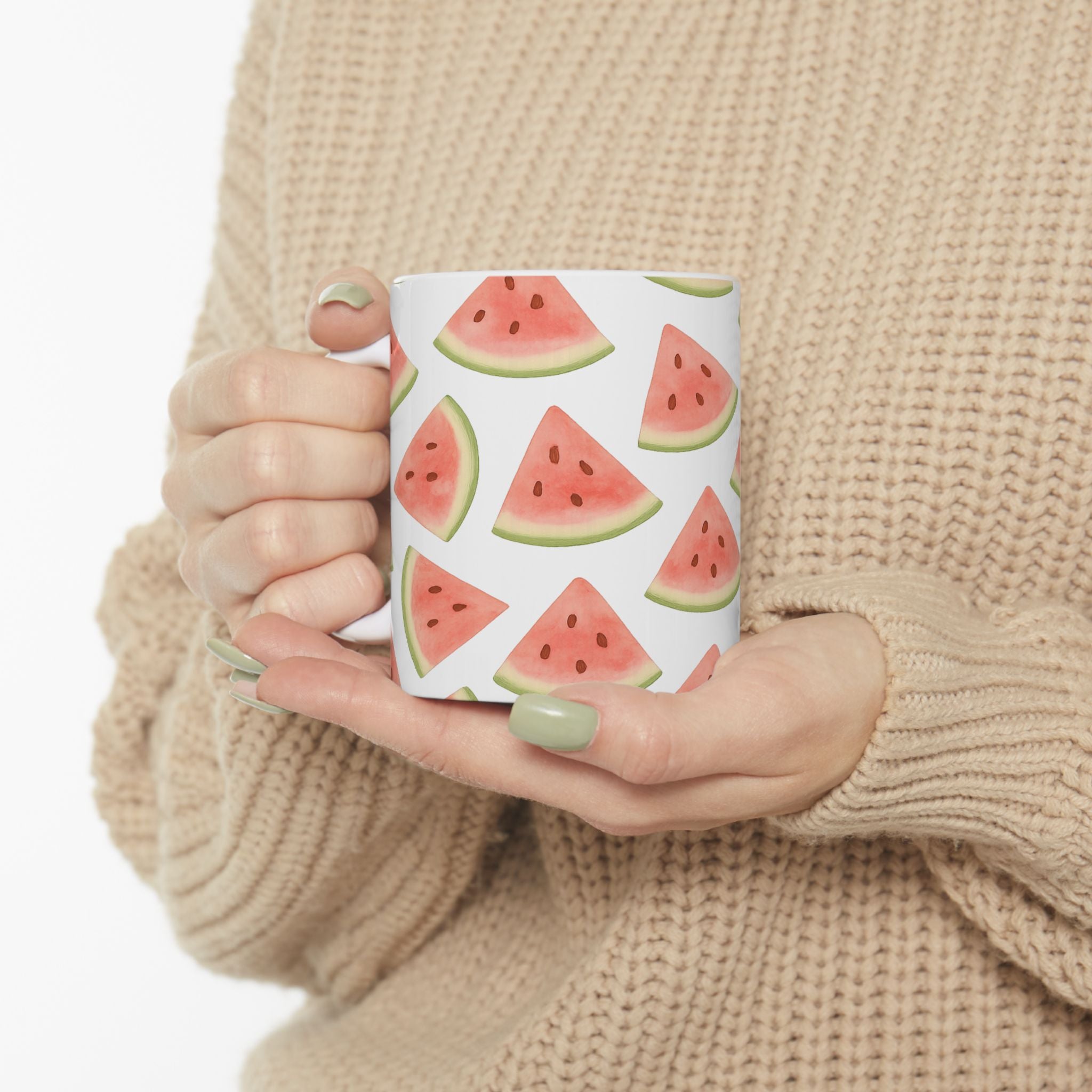 Watercolor Watermelon Slices Full Wrap Coffee Mug | Fruit Gift | Ceramic Mug