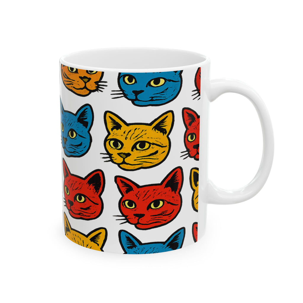 Bold Cat Faces Full Wrap Coffee Mug | Cats Gift | Ceramic Mug