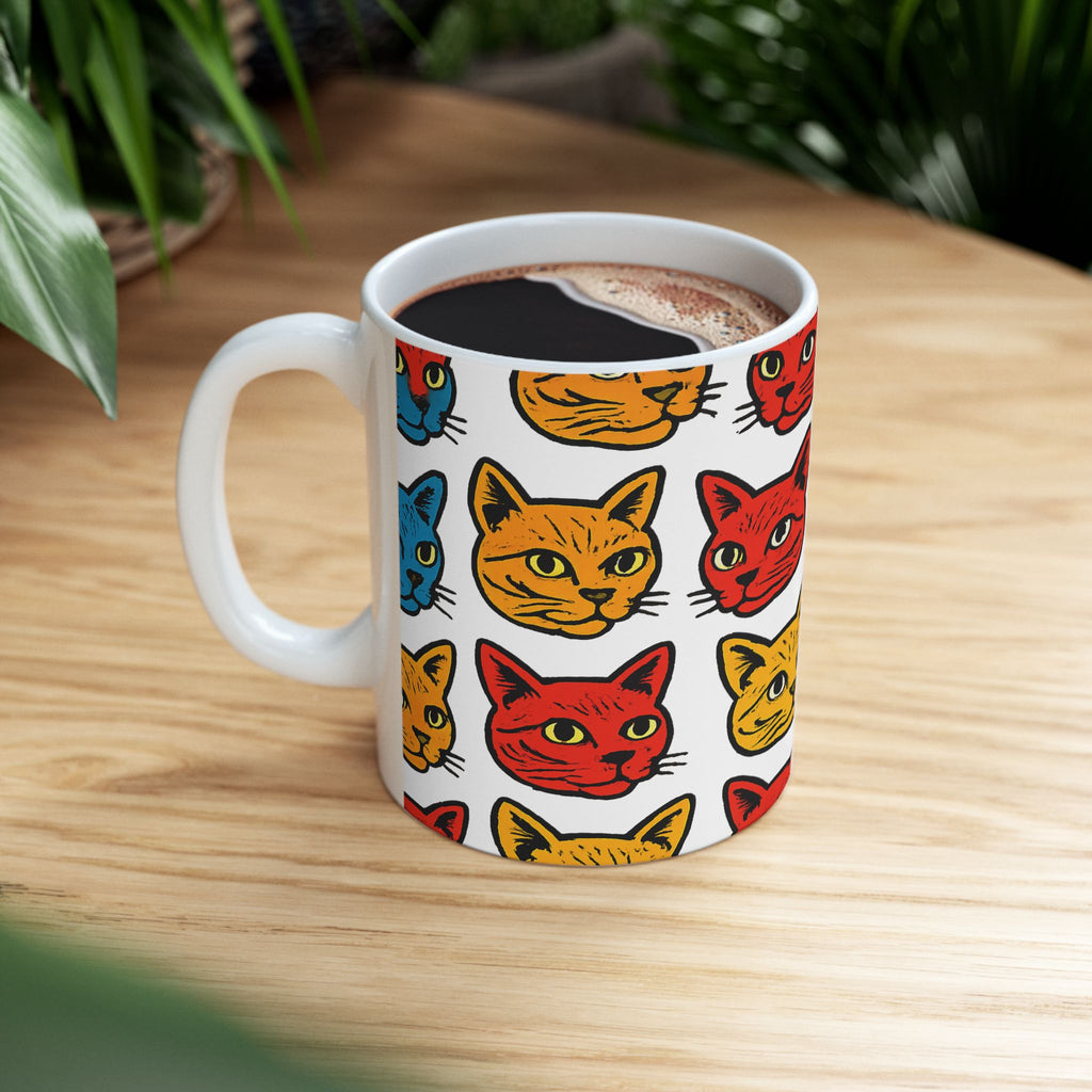 Bold Cat Faces Full Wrap Coffee Mug | Cats Gift | Ceramic Mug