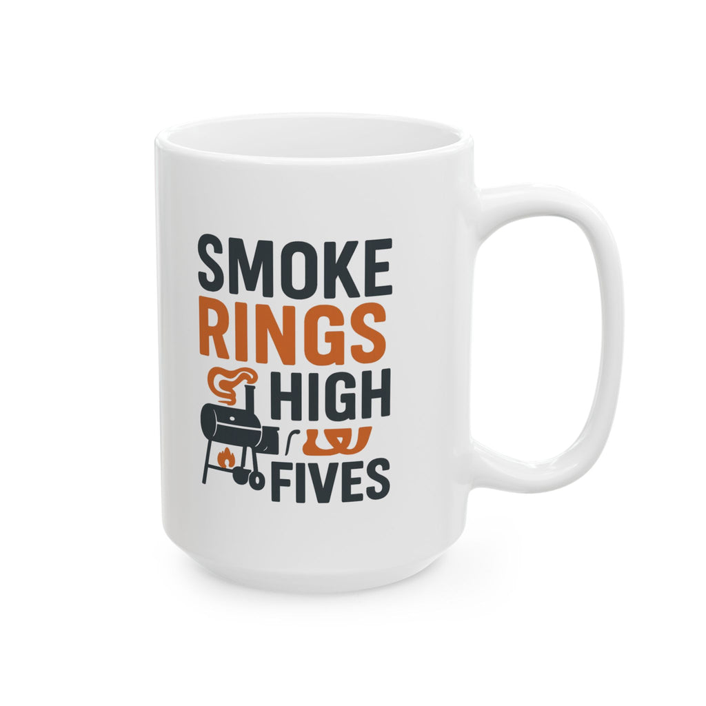 Grill Master Smoke Rings And High Fives Coffee Mug | Unique Gift | Ceramic Mug