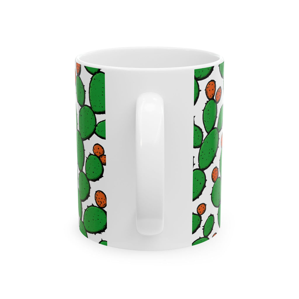 Bold Prickly Pear Cactus Full Wrap Coffee Mug | Cactus Gift | Ceramic Mug