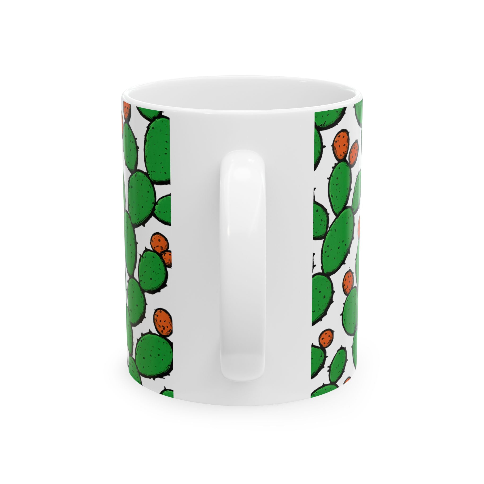 Bold Prickly Pear Cactus Full Wrap Coffee Mug | Cactus Gift | Ceramic Mug