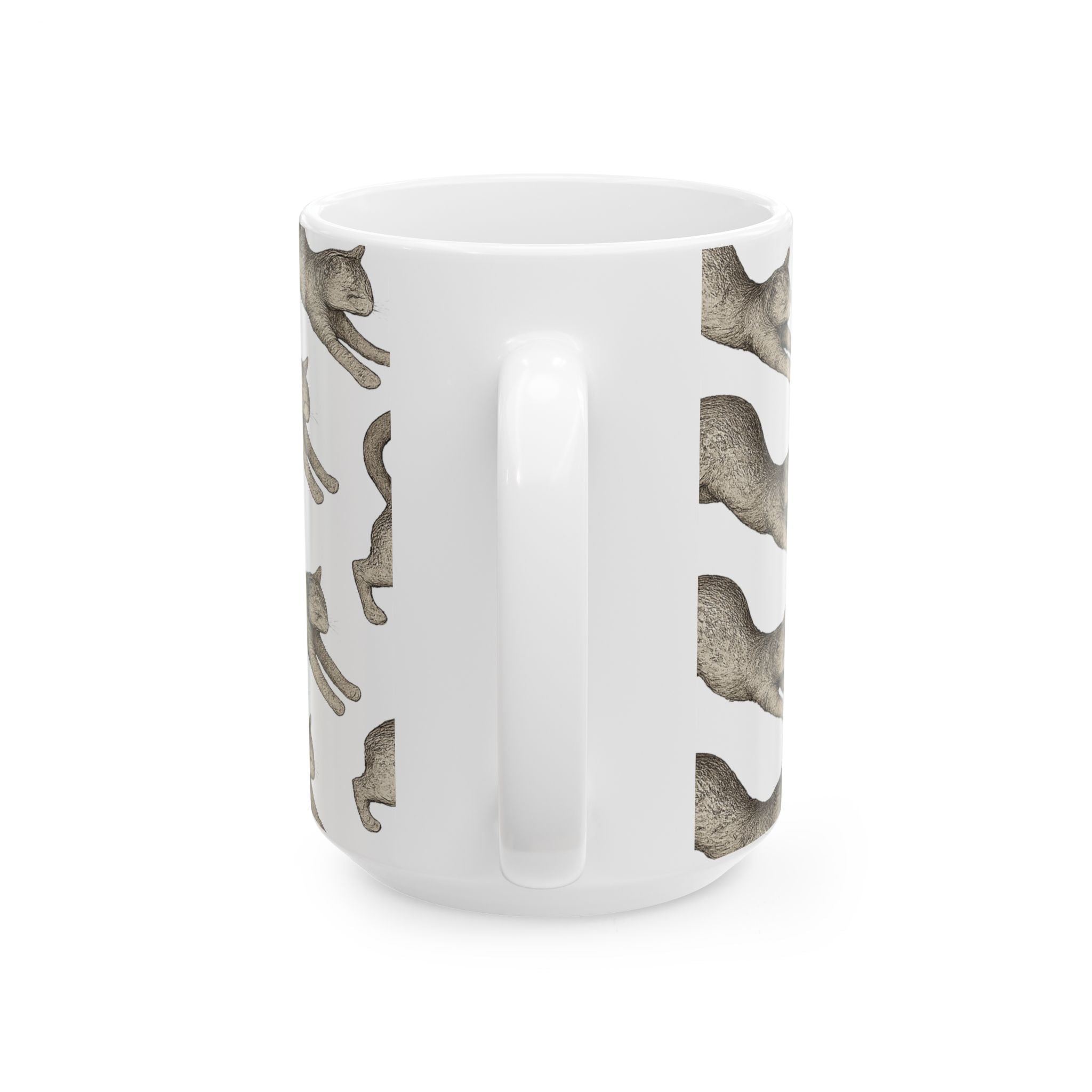 Botanical Stretching Cats Full Wrap Coffee Mug | Cats Gift | Ceramic Mug