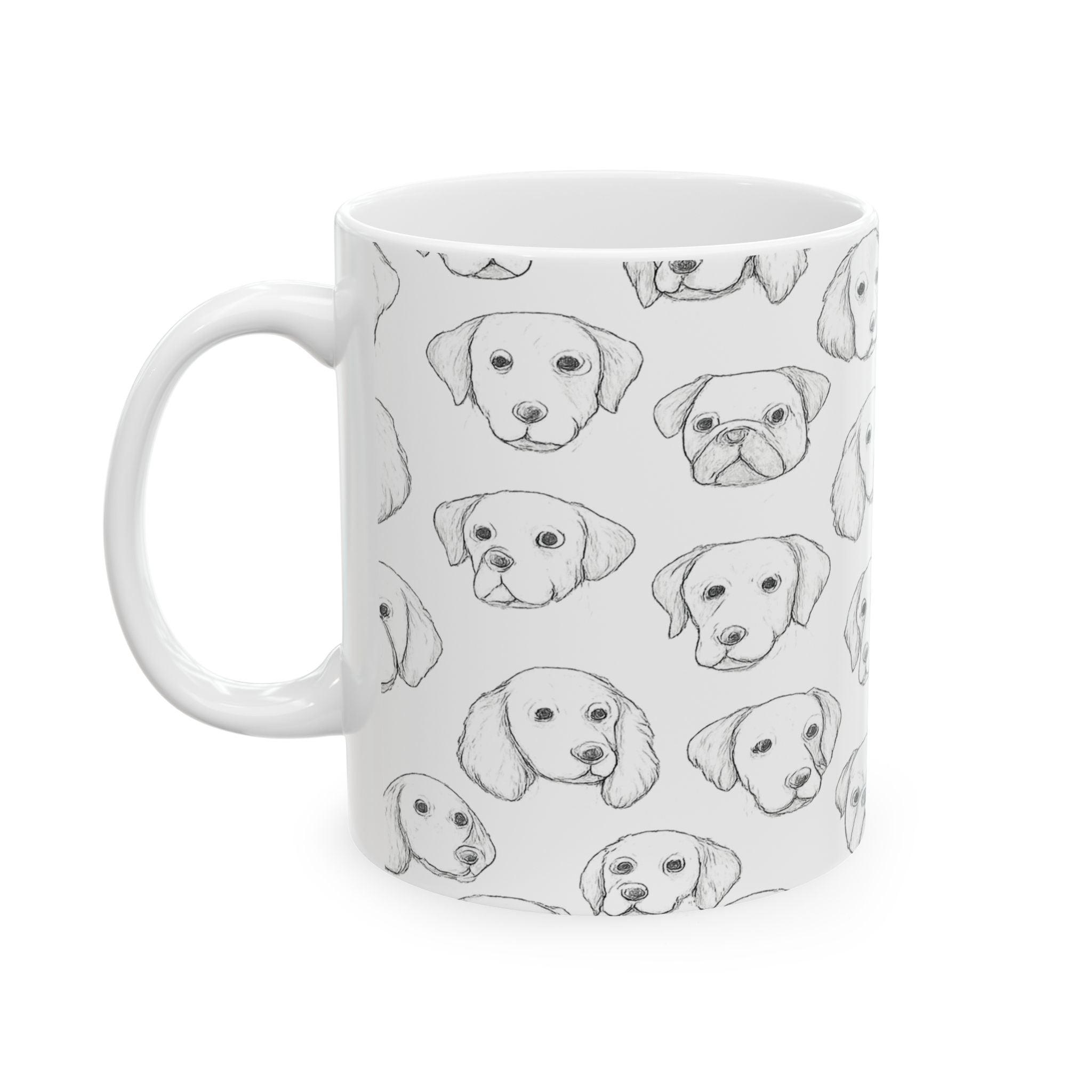 Delicate Dog Faces Full Wrap Coffee Mug | Dogs Gift | Ceramic Mug