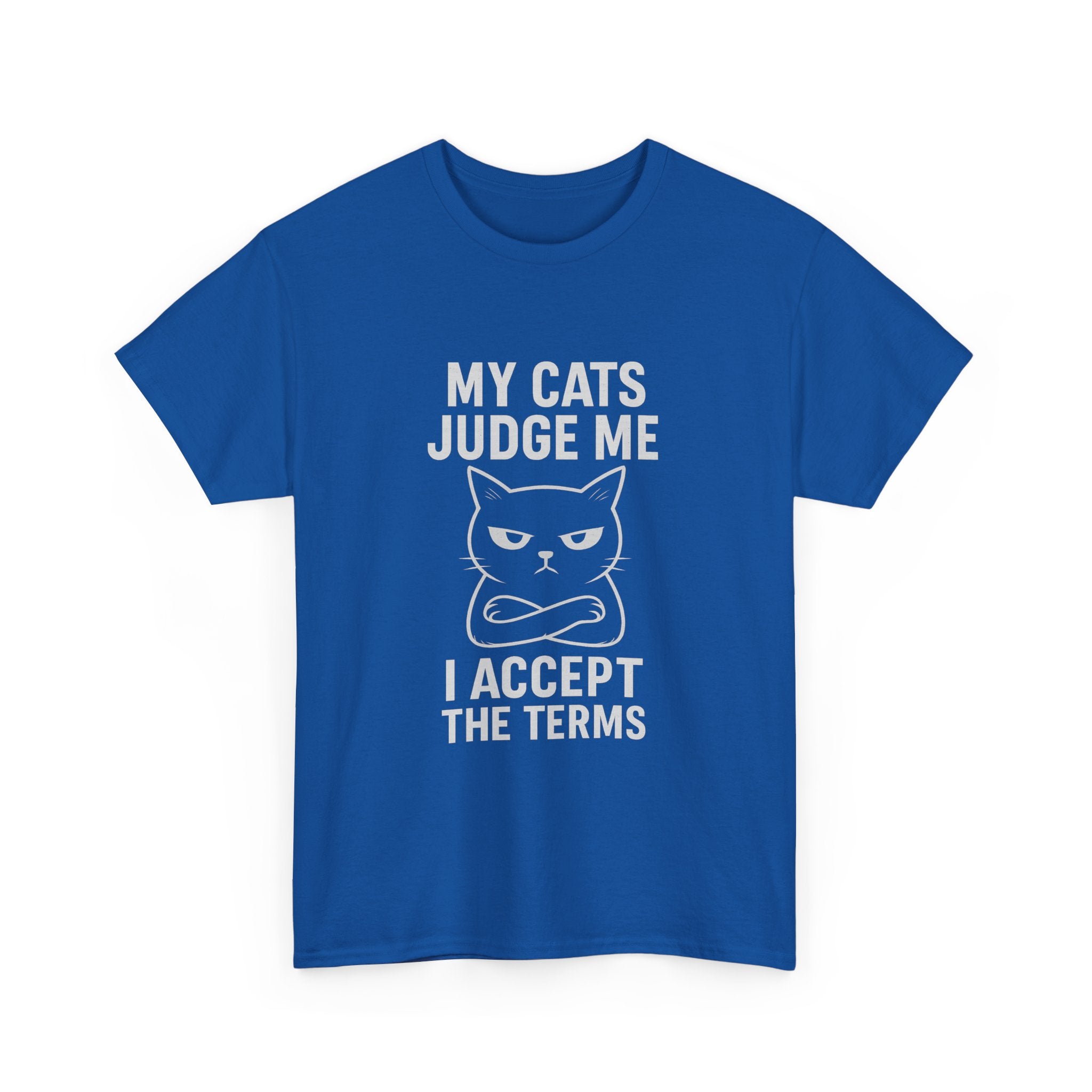Cat Dad My Cats Judge Me I Accept The Terms T-Shirt | Cat Lover Gift | Graphic Tee