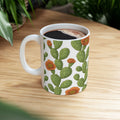 Botanical Prickly Pear Cactus Pattern Coffee Mug | Cactus Lover Gift | Ceramic Mug