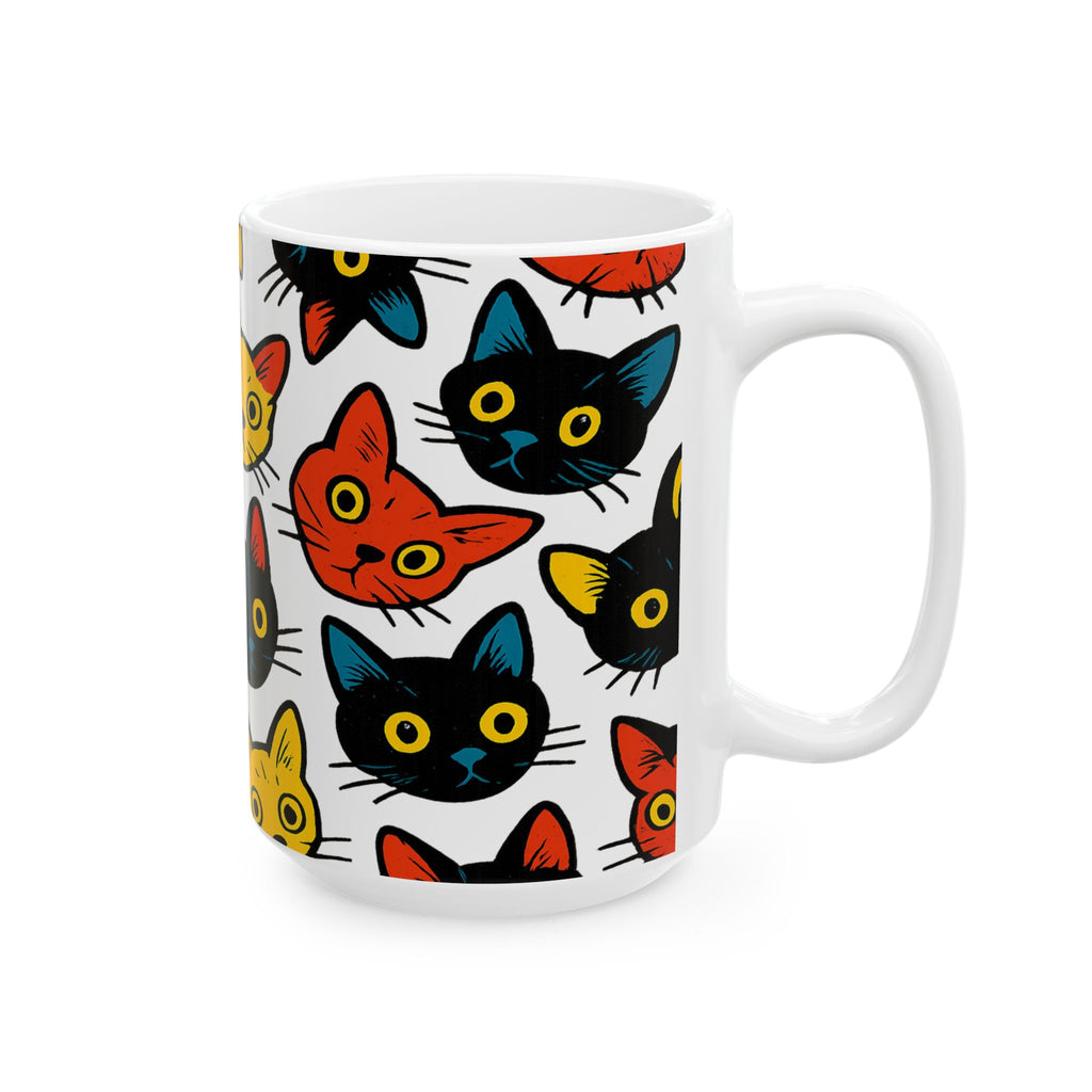Bold Curious Cats Full Wrap Coffee Mug | Cats Gift | Ceramic Mug