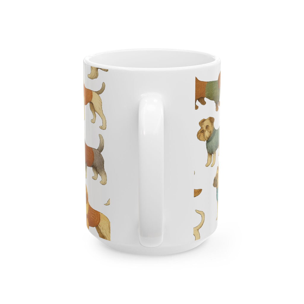Botanical Dogs In Sweaters Full Wrap Coffee Mug | Dogs Gift | Ceramic Mug