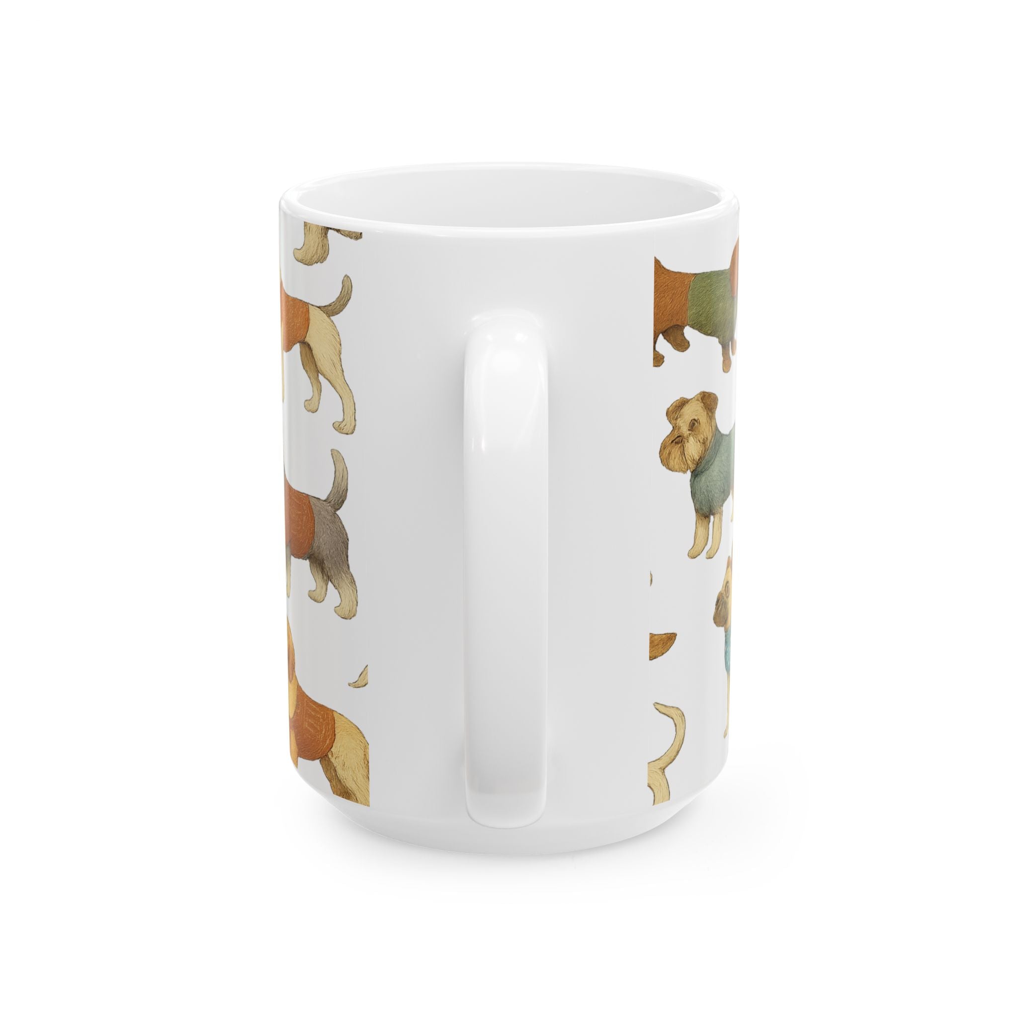 Botanical Dogs In Sweaters Full Wrap Coffee Mug | Dogs Gift | Ceramic Mug
