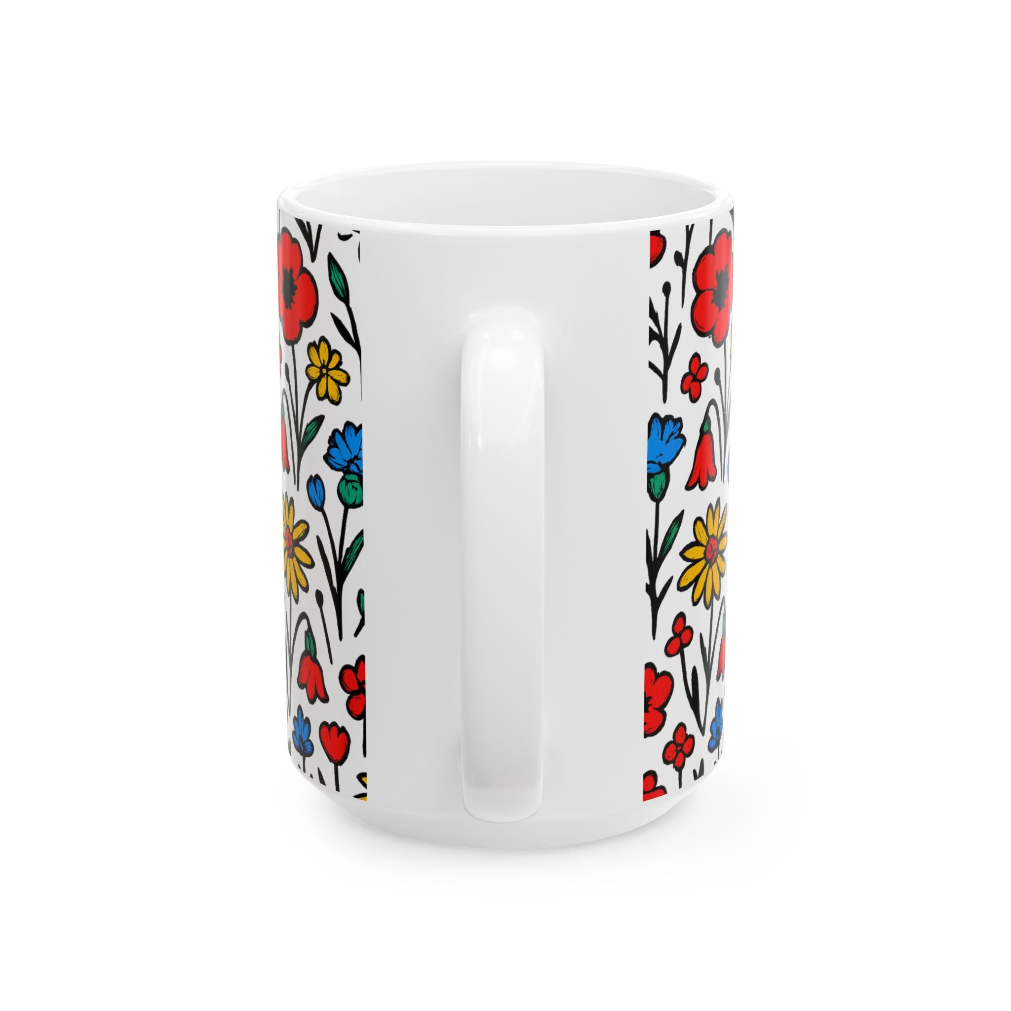 Bold Wildflower Meadow Full Wrap Coffee Mug | Flowers Gift | Ceramic Mug