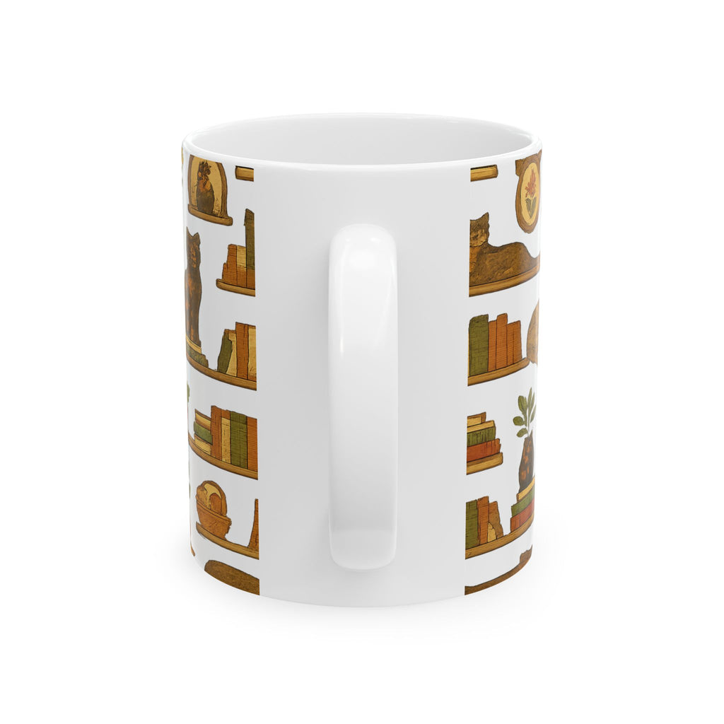 Vintage Cats On Shelves Full Wrap Coffee Mug | Cats Gift | Ceramic Mug