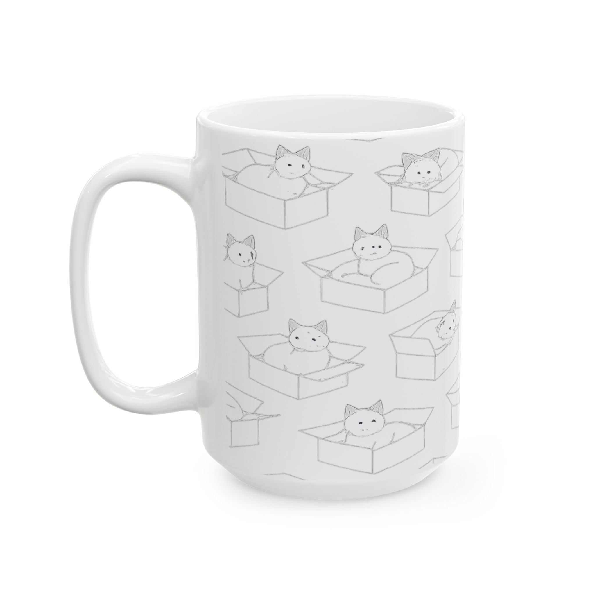 Delicate Cats In Boxes Full Wrap Coffee Mug | Cats Gift | Ceramic Mug