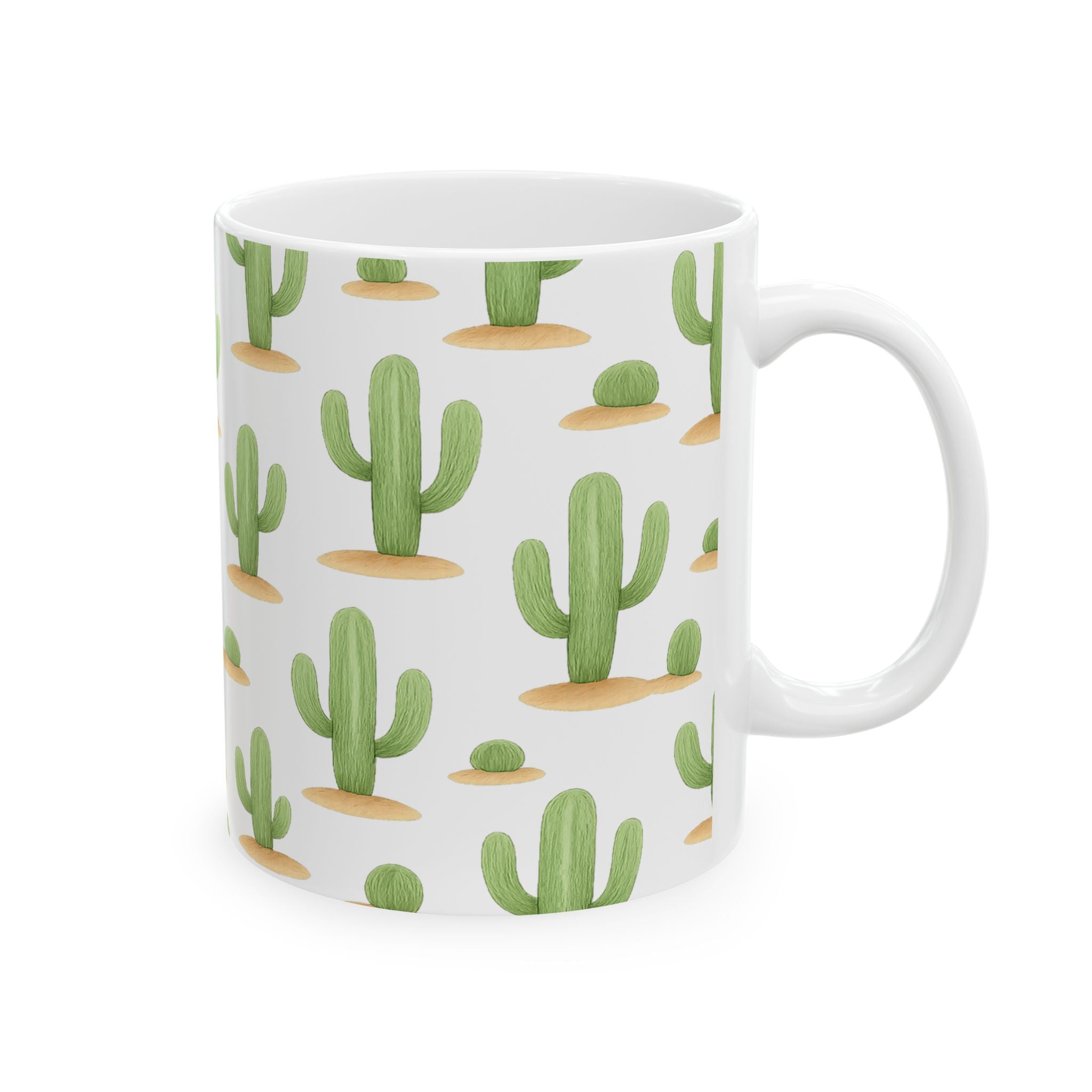 Watercolor Saguaro Cactus Desert Pattern Coffee Mug | Cactus Lover Gift | Ceramic Mug