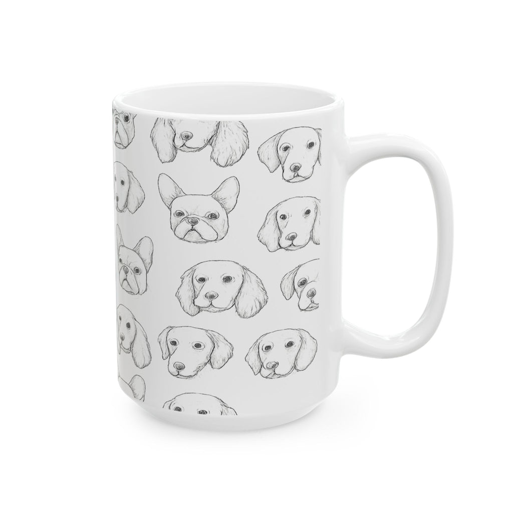 Delicate Dog Faces Full Wrap Coffee Mug | Dogs Gift | Ceramic Mug