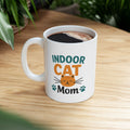 Indoor Cat Mom Keeping Them Safe Coffee Mug | Cat Parent Gift | Ceramic Mug