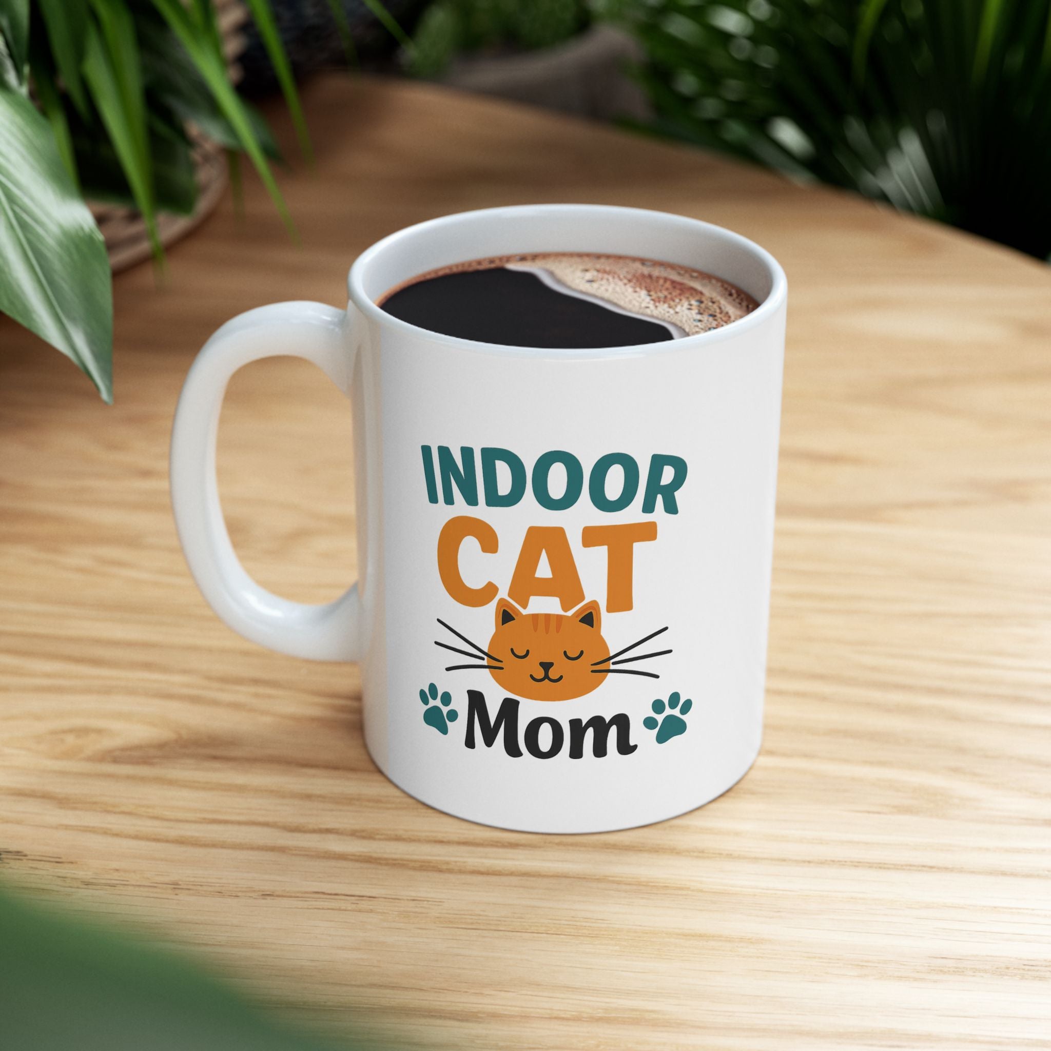 Indoor Cat Mom Keeping Them Safe Coffee Mug | Cat Parent Gift | Ceramic Mug