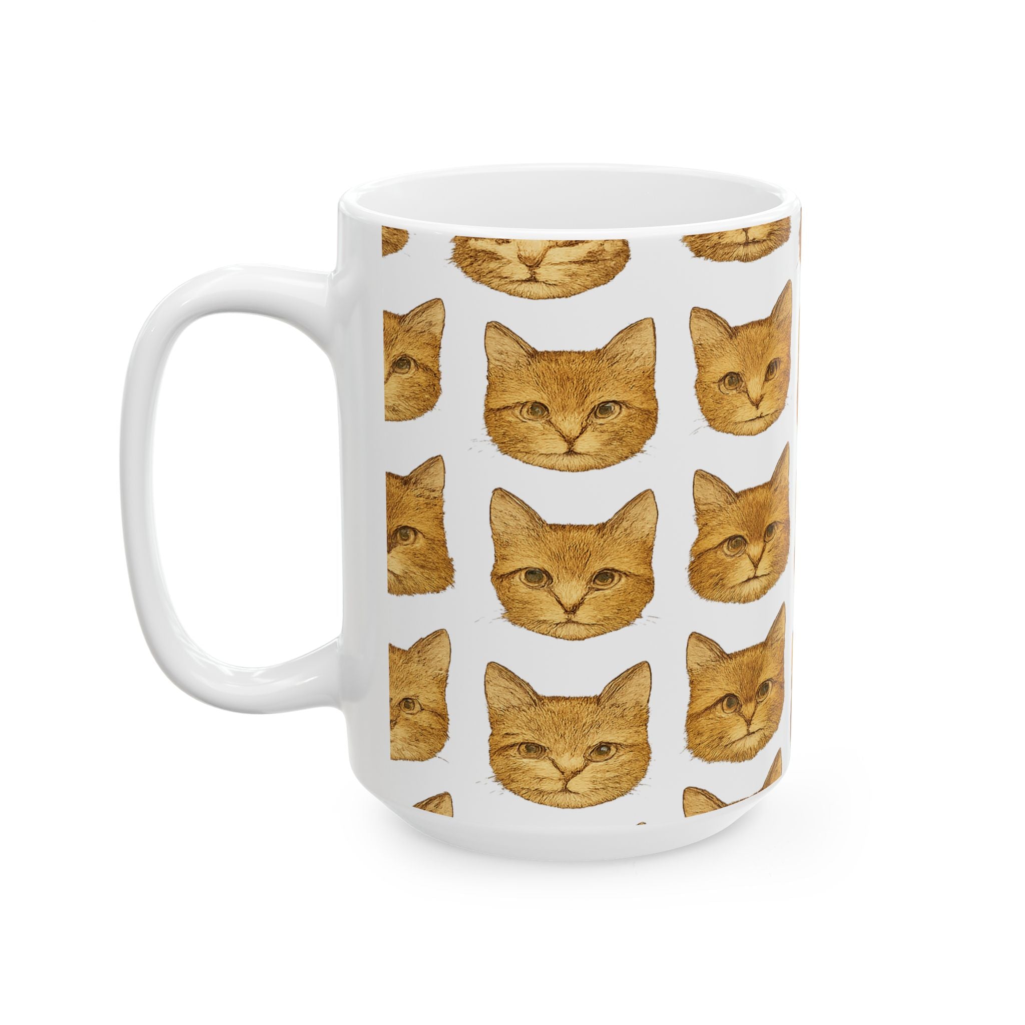 Vintage Cat Faces Full Wrap Coffee Mug | Cats Gift | Ceramic Mug