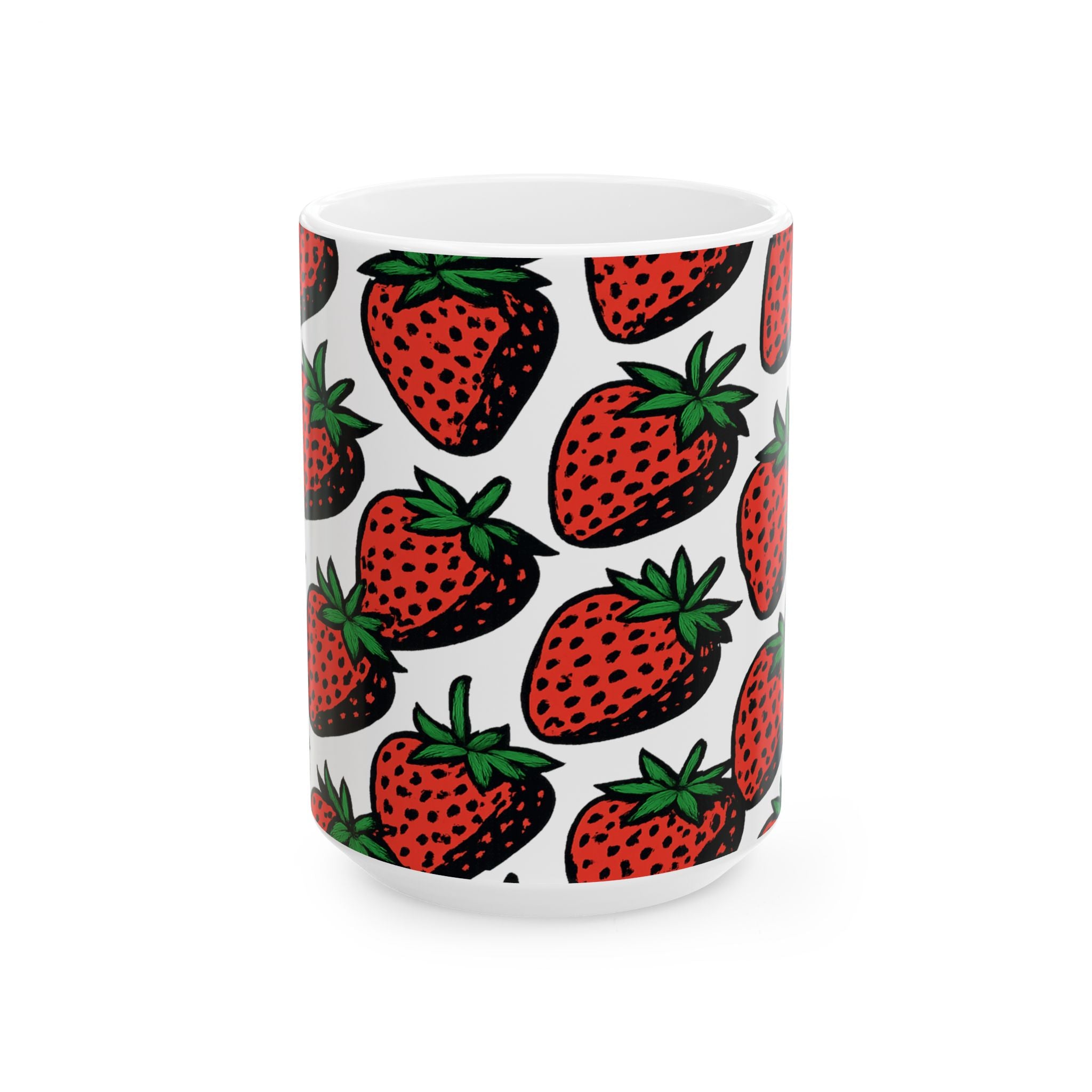 Bold Strawberries Full Wrap Coffee Mug | Fruit Gift | Ceramic Mug