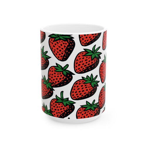 Bold Strawberries Full Wrap Coffee Mug | Fruit Gift | Ceramic Mug