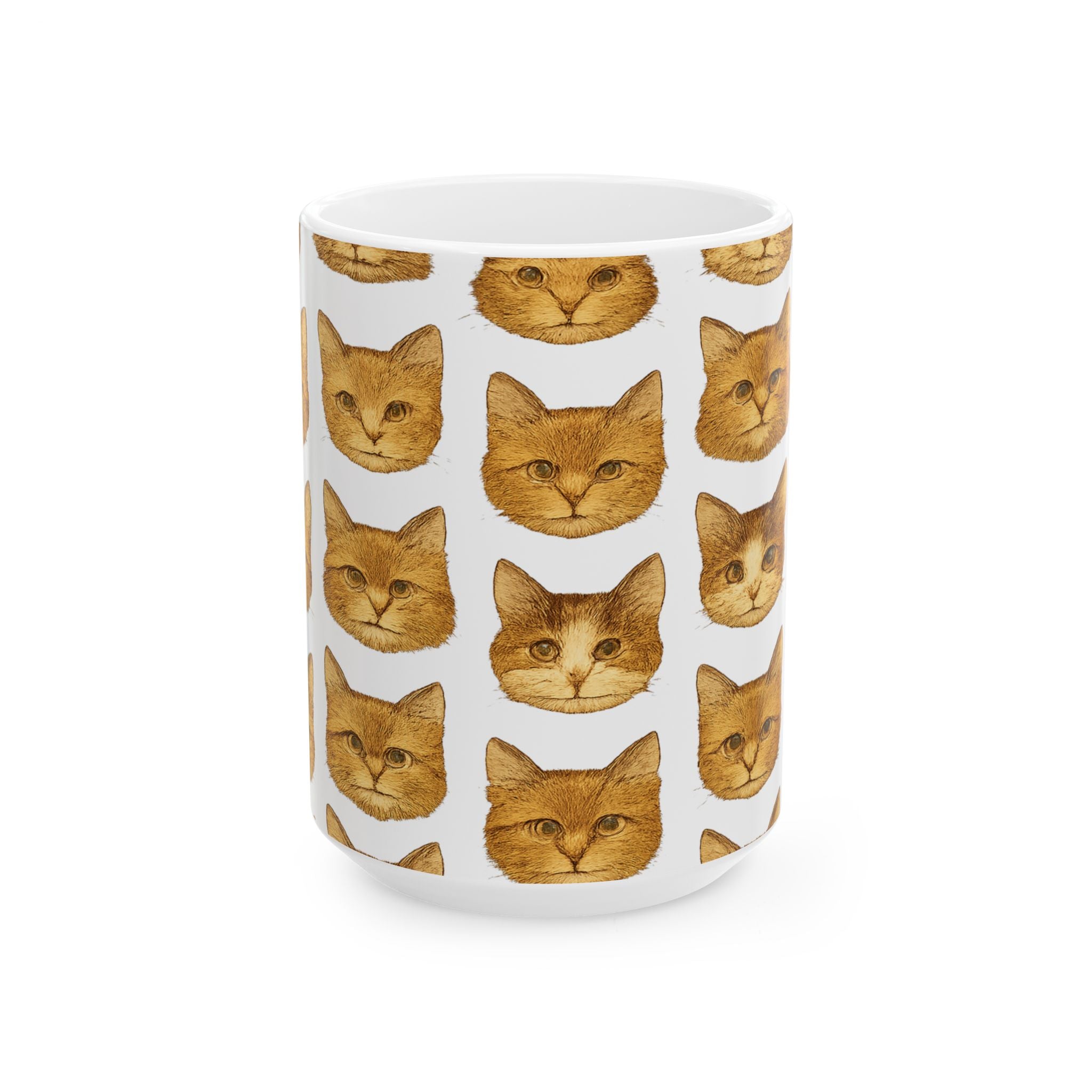Vintage Cat Faces Full Wrap Coffee Mug | Cats Gift | Ceramic Mug