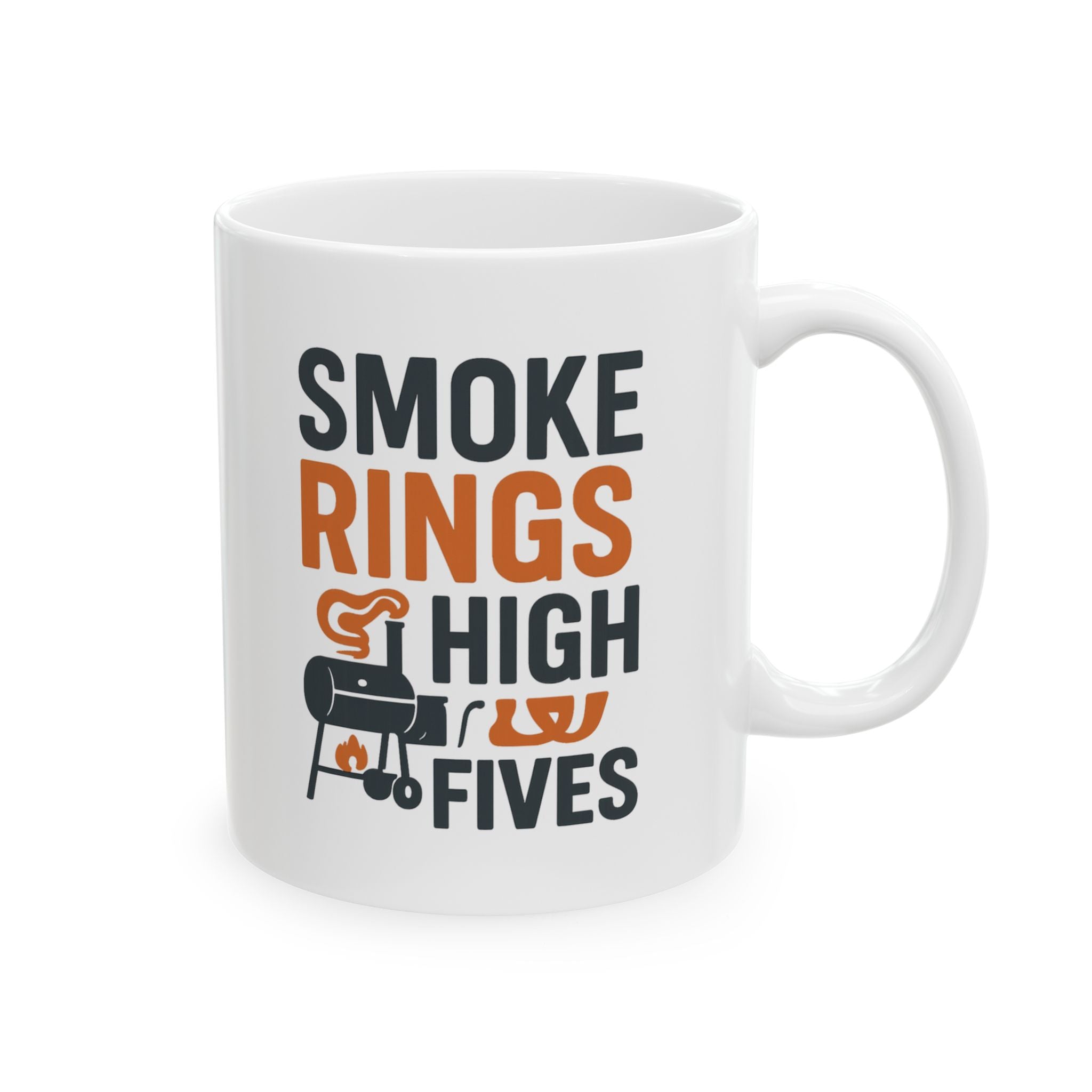 Grill Master Smoke Rings And High Fives Coffee Mug | Unique Gift | Ceramic Mug