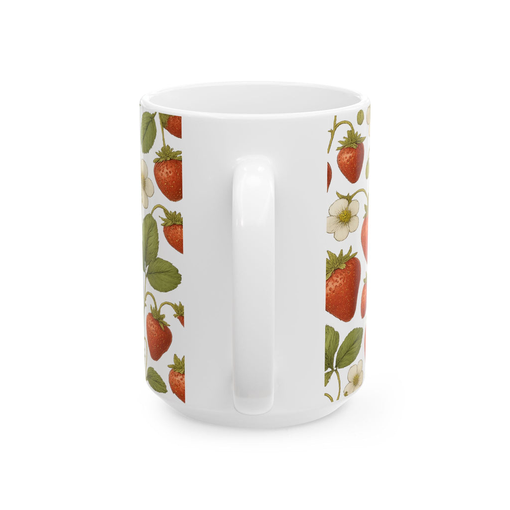 Botanical Strawberries Full Wrap Coffee Mug | Fruit Gift | Ceramic Mug