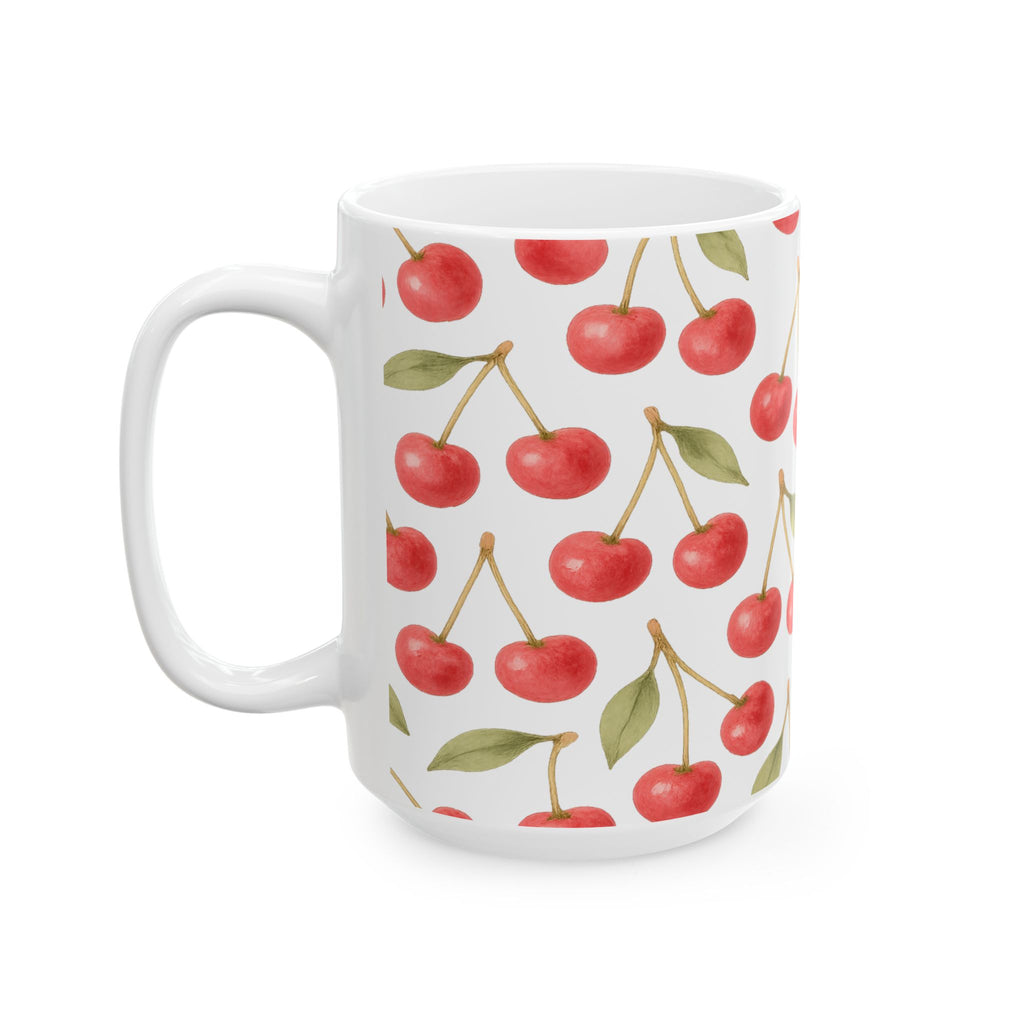 Watercolor Cherries Pattern Coffee Mug | Fruit Lover Gift | Ceramic Mug