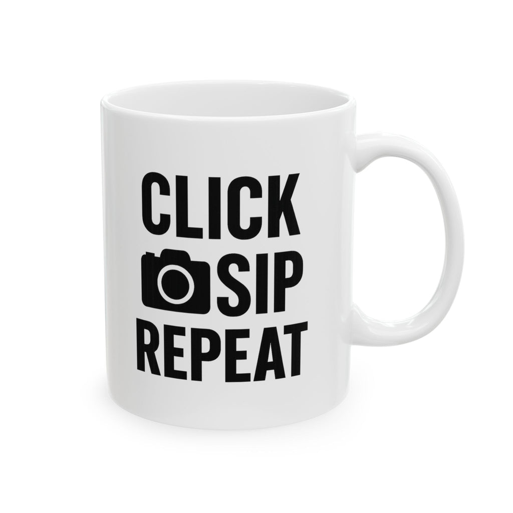 Photographer Click Sip Repeat Coffee Mug | Unique Gift | Ceramic Mug