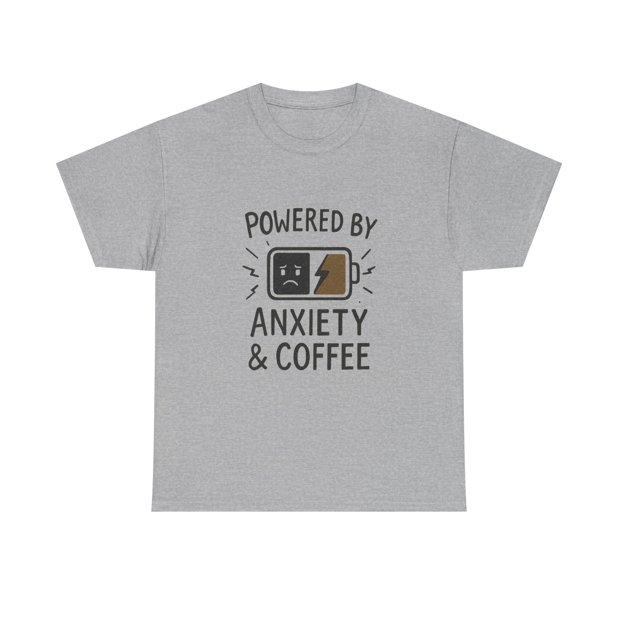 Powered By Anxiety And Coffee Funny T-Shirt | Coffee Lover Gift | Graphic Tee