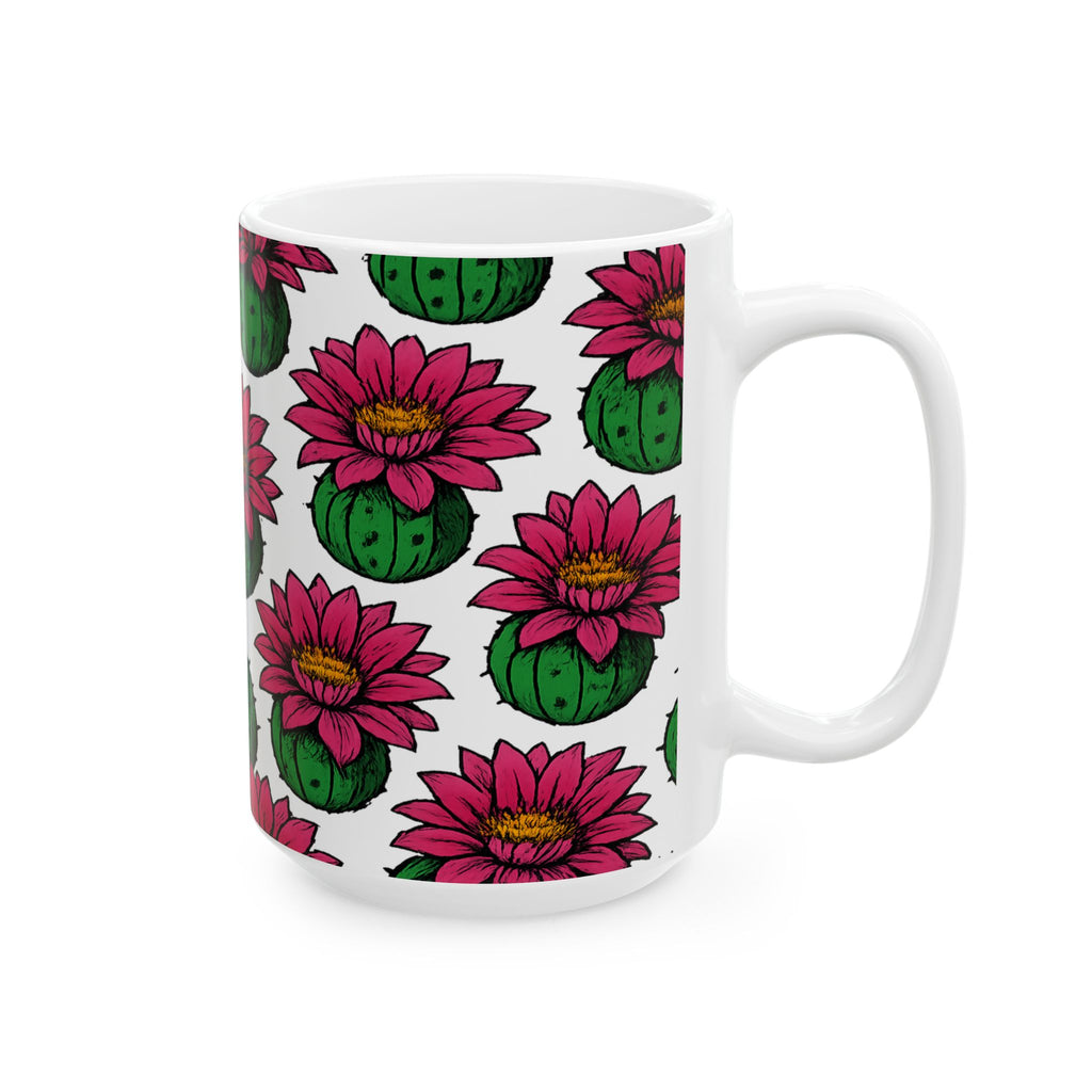 Bold Blooming Cactus Flowers Pattern Coffee Mug | Cactus Lover Gift | Ceramic Mug