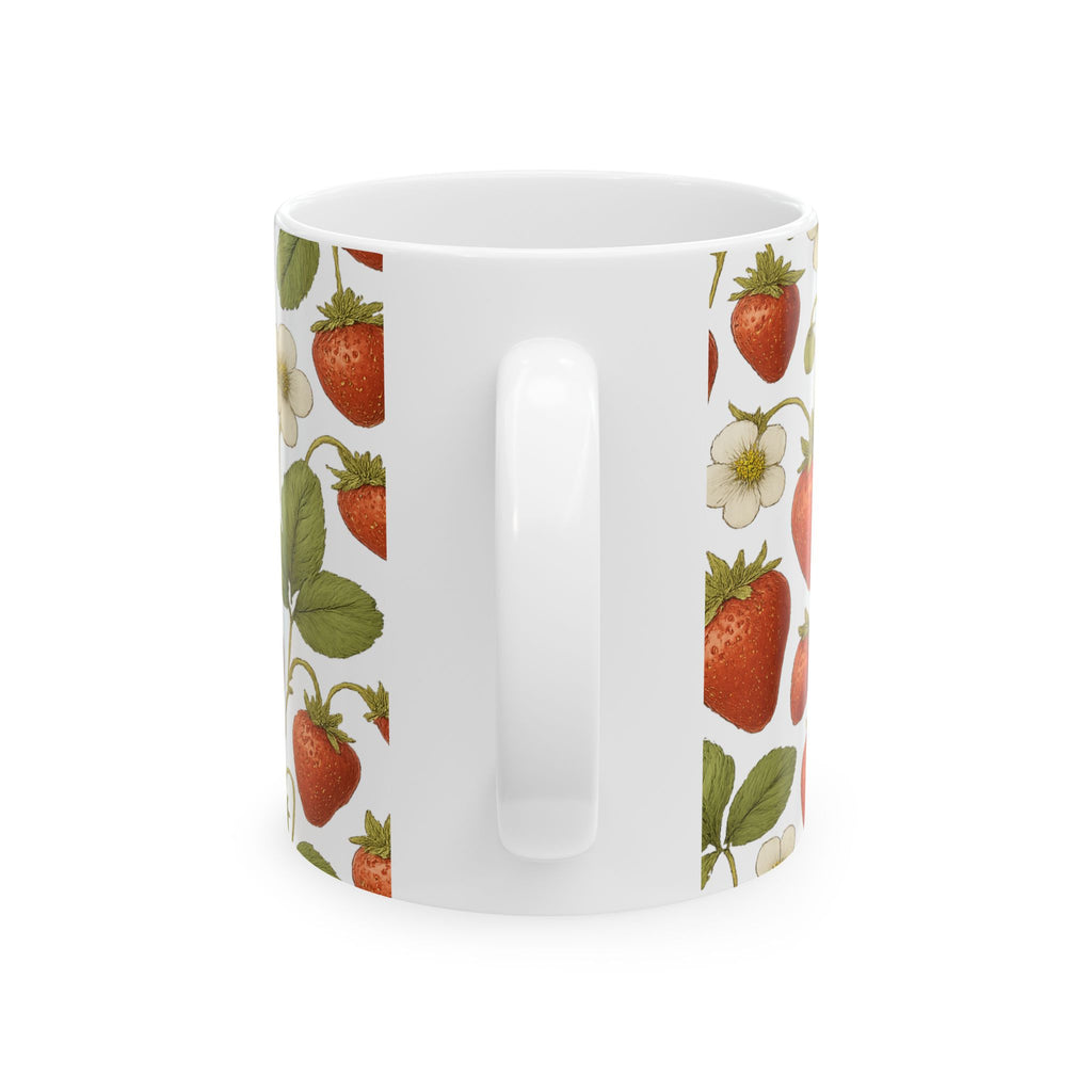 Botanical Strawberries Full Wrap Coffee Mug | Fruit Gift | Ceramic Mug