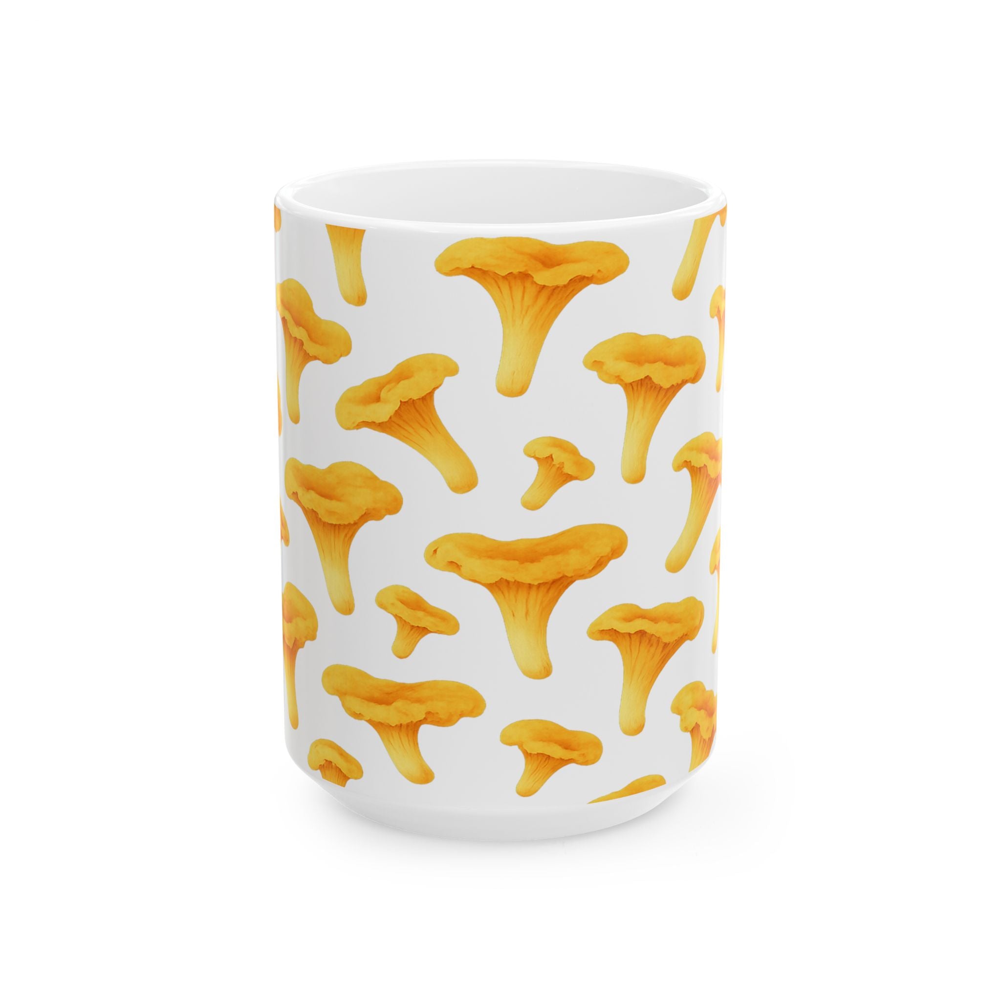 Watercolor Chanterelle Mushrooms Full Wrap Coffee Mug | Mushrooms Gift | Ceramic Mug