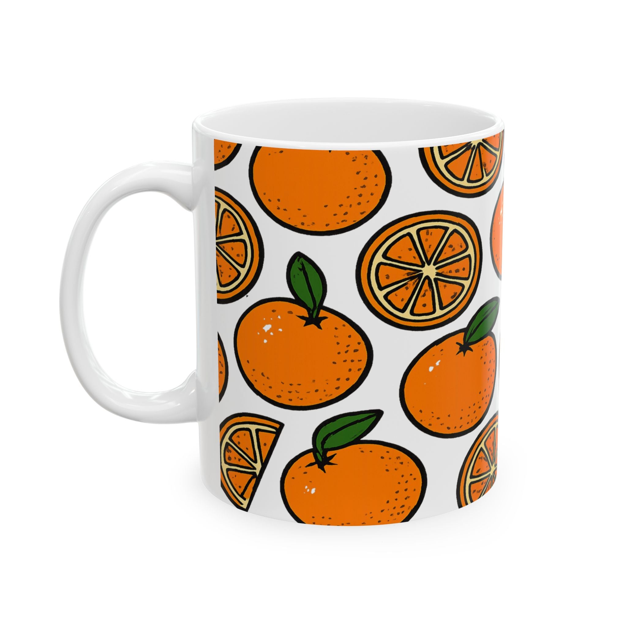 Bold Oranges Full Wrap Coffee Mug | Fruit Gift | Ceramic Mug