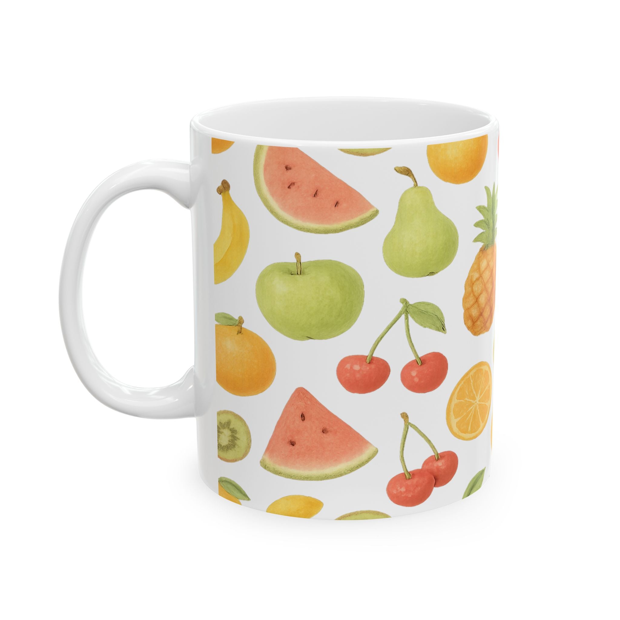 Watercolor Mixed Fruit Full Wrap Coffee Mug | Fruit Gift | Ceramic Mug